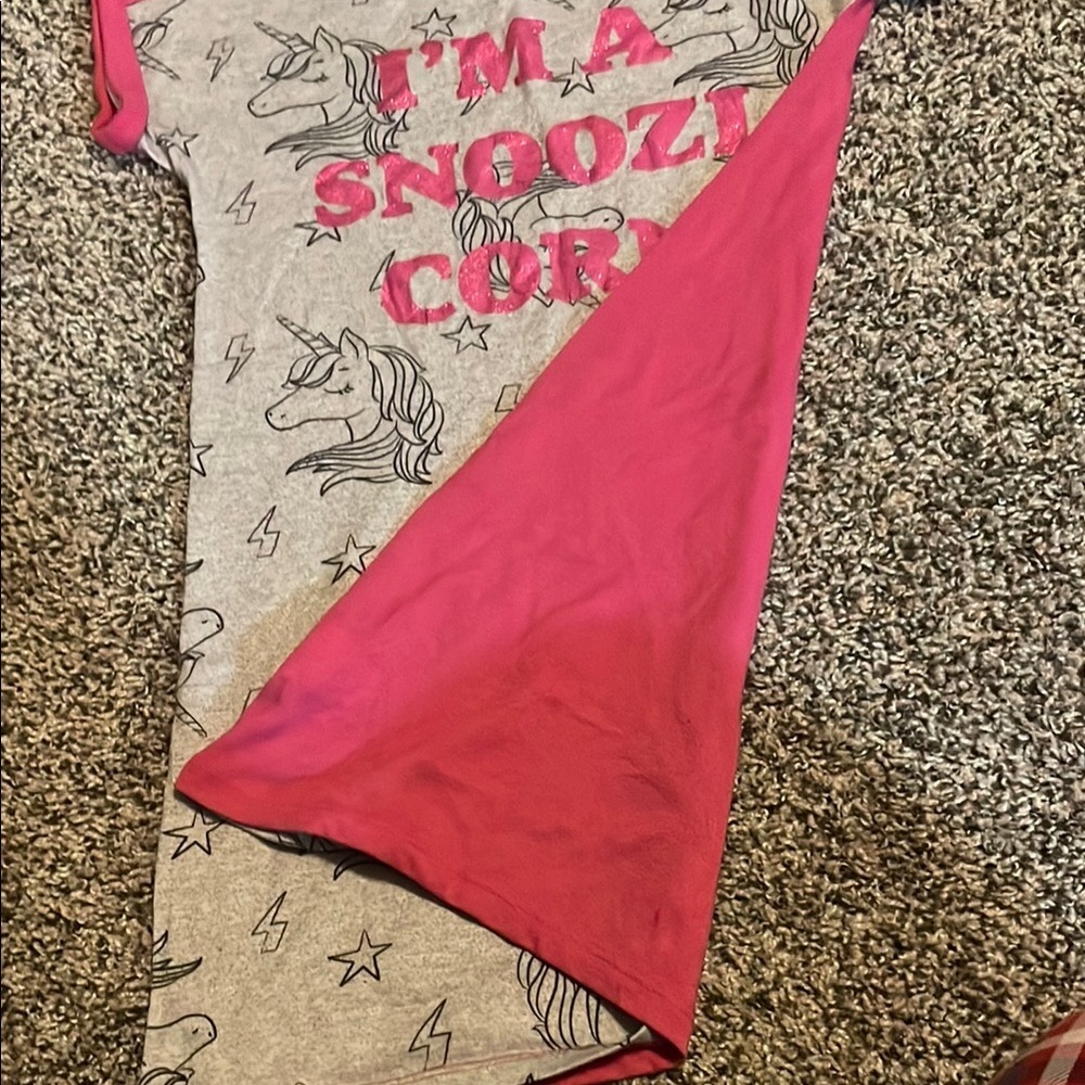 Pink and Gray Unicorn Kids Nightgown - Picture 6 of 6